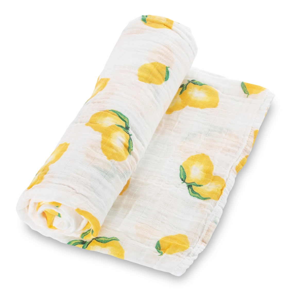 Muslin cloth with lemon pattern on a white background