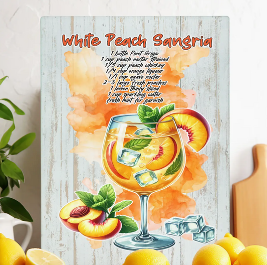 White Peach Sangria Recipe Glass Cutting Board