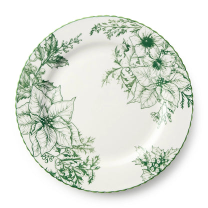 Decorative plate with green floral pattern on a white background