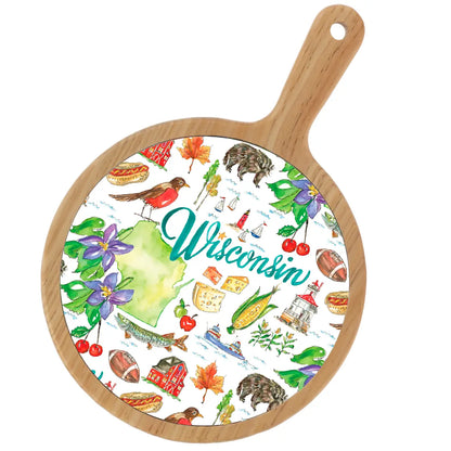 Location Themed Bamboo Cheese Board - Boot Scootin Bamboo & Ceramic Cheese Board Preorder ships March 3