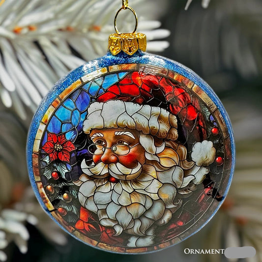 Wonderful Santa Claus Stained Glass Effect Ornament