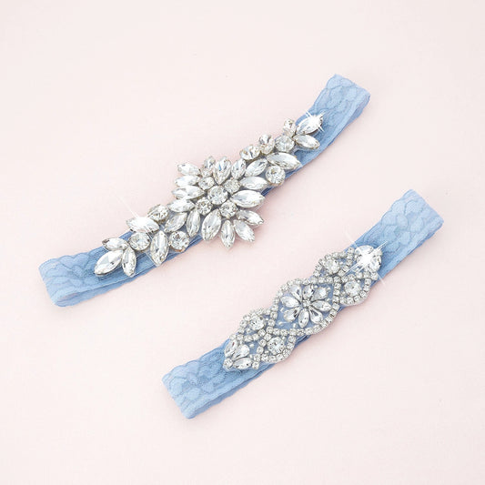 Wren Crystal and Lace Garter Set