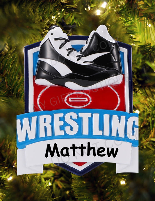 Wrestling Shield Personalized Ornament