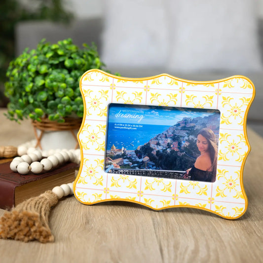 Yellow Pattern Picture Frame -4" X 6"