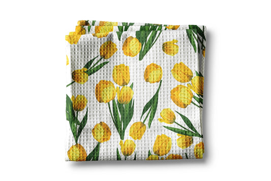 Yellow Tulip Waffle Weave Towel