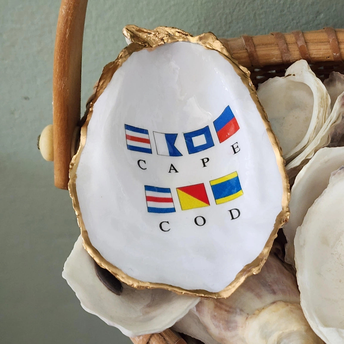 Cape Cod Nautical Signal Flag Oyster Shell Dish
