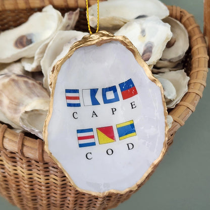 Cape Cod Nautical Signal Flag Oyster Shell Dish