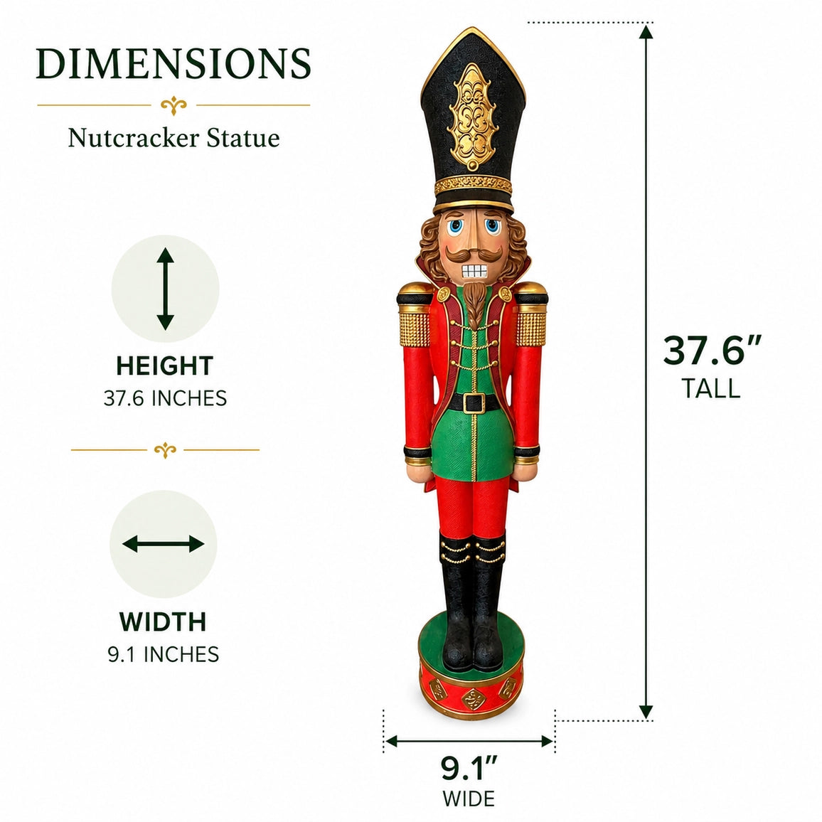 37 Inch Ballet Icons Red & Green Nutcracker— Haute Decor