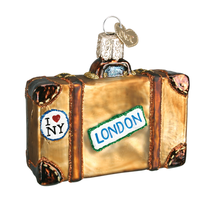 Travel Suitcase Blown Glass Ornament