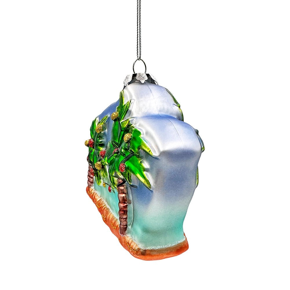 Merry Beachmas Christmas Palm Tree Glass Ornament