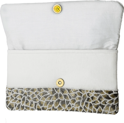 Silver & Gold Flowers Beaded Clutch - NY Gift Boutique