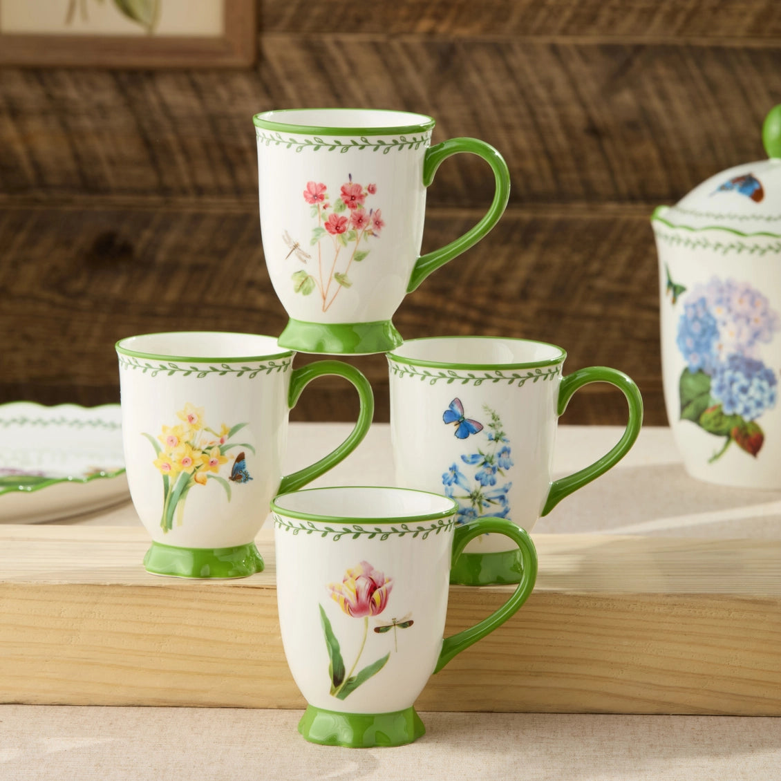 Mirabella Footed Mug 14 oz. 4 Asst Set of 12