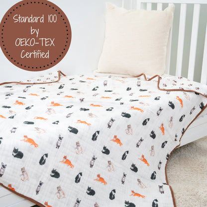 Here Kitty Kitty Baby Toddler Muslin Blanket