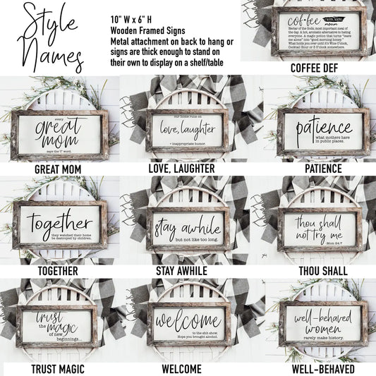 Paulownia Wood Framed Funny Sign - Assorted Designs