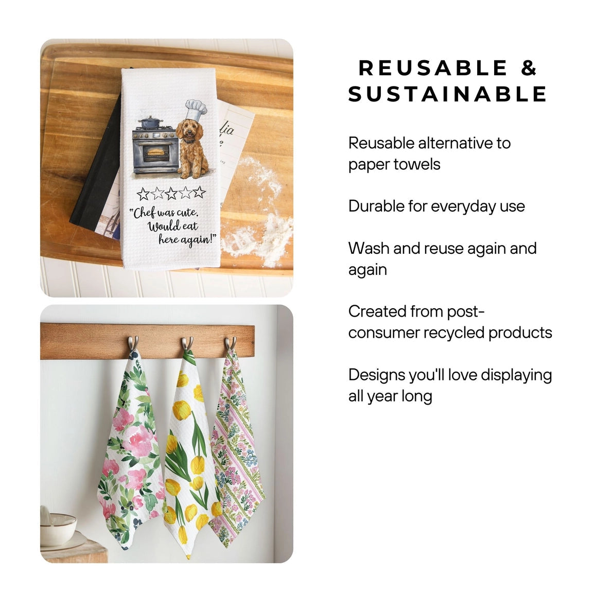 Blue Floral Peony Waffle Weave Towel - NY Gift Boutique