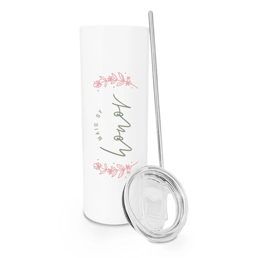 Floral Maid of Honor Stainless Steel Tumbler