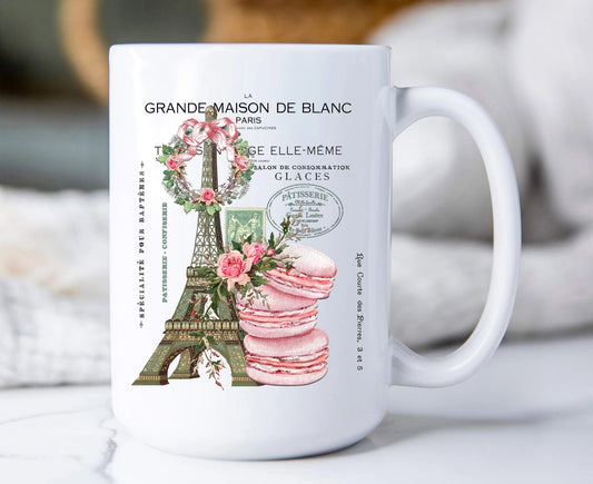 Vintage Paris France Pink Macarons 15oz. Coffee Mug