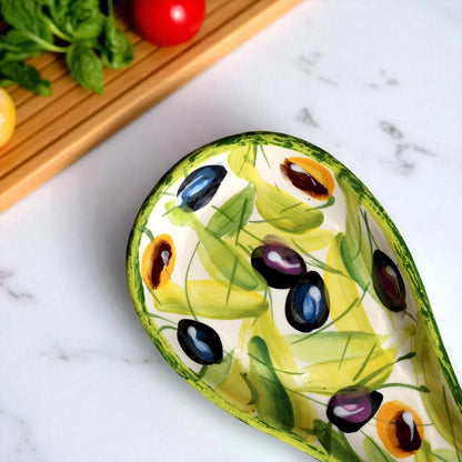 Olive Ceramic Spoon Rest