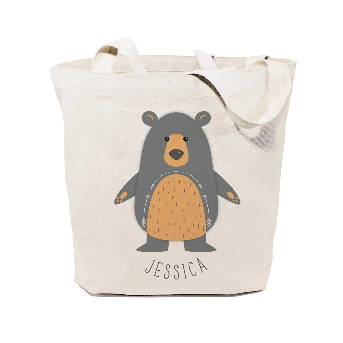 Personalized Bear Kids Canvas Tote Bag