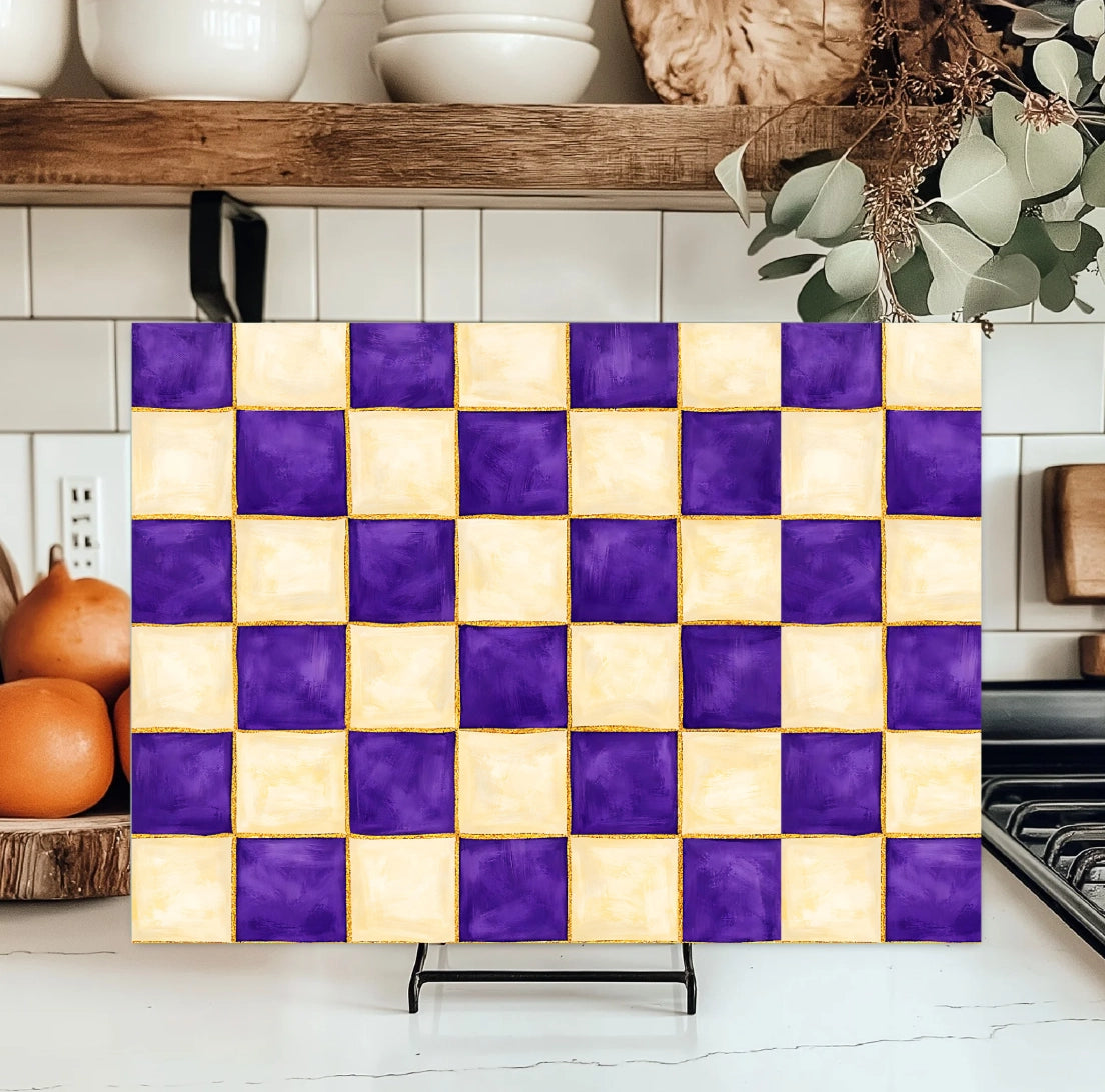 Checkered Glass Kitchen Cutting Board - NY Gift Boutique