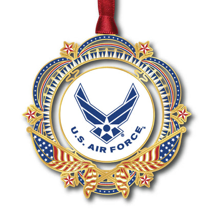 Patriotic US Air Force Flag Brass Ornament