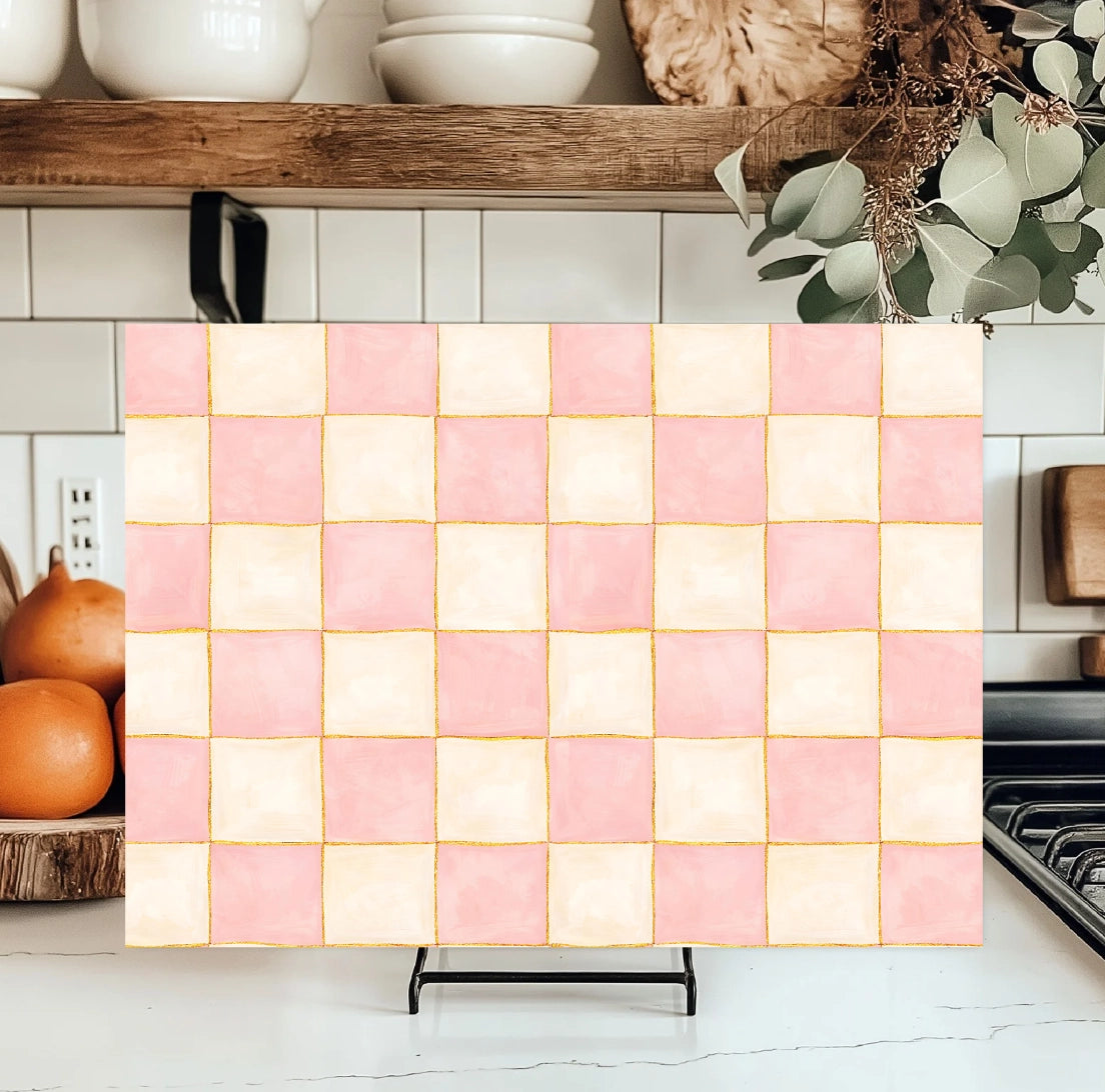 Checkered Glass Kitchen Cutting Board - NY Gift Boutique