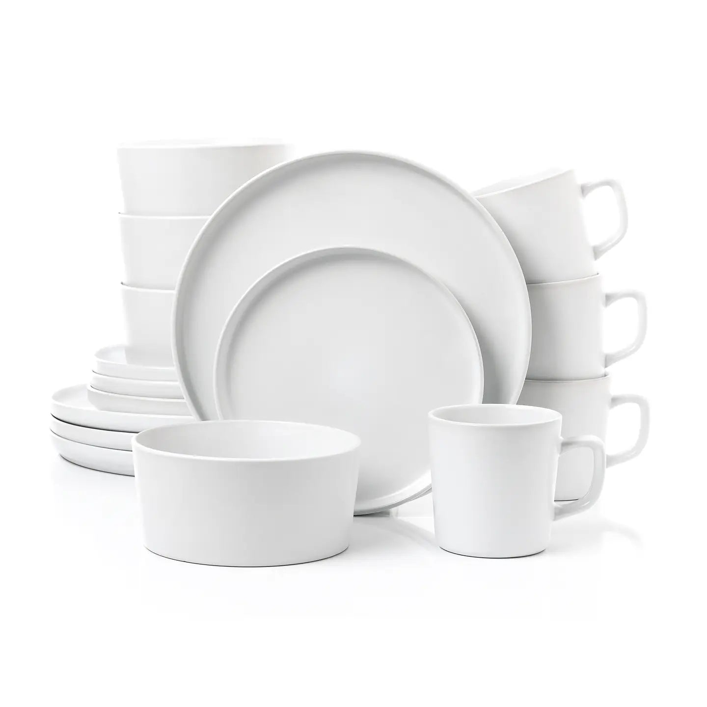 White Stoneware 16-Pc Dinnerware Set for 4