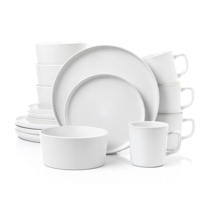 White Stoneware 16-Pc Dinnerware Set for 4