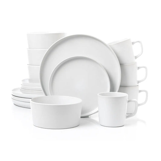 White Stoneware 16-Pc Dinnerware Set for 4 - NY Gift Boutique