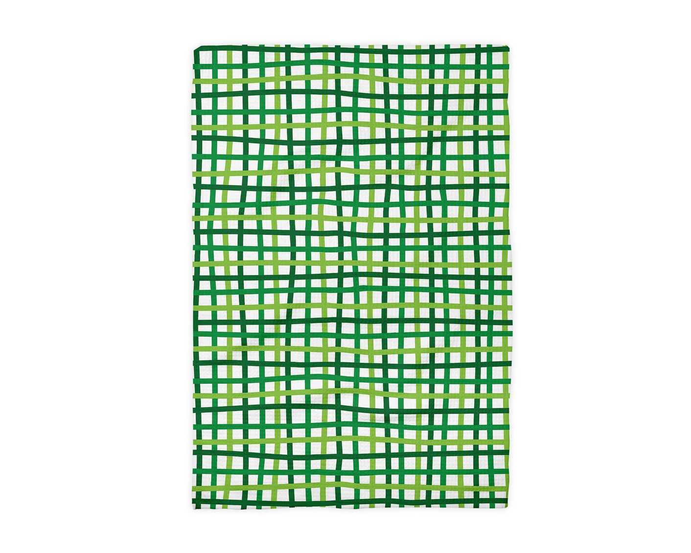 Shamrock Green Lines Waffle Weave Towel