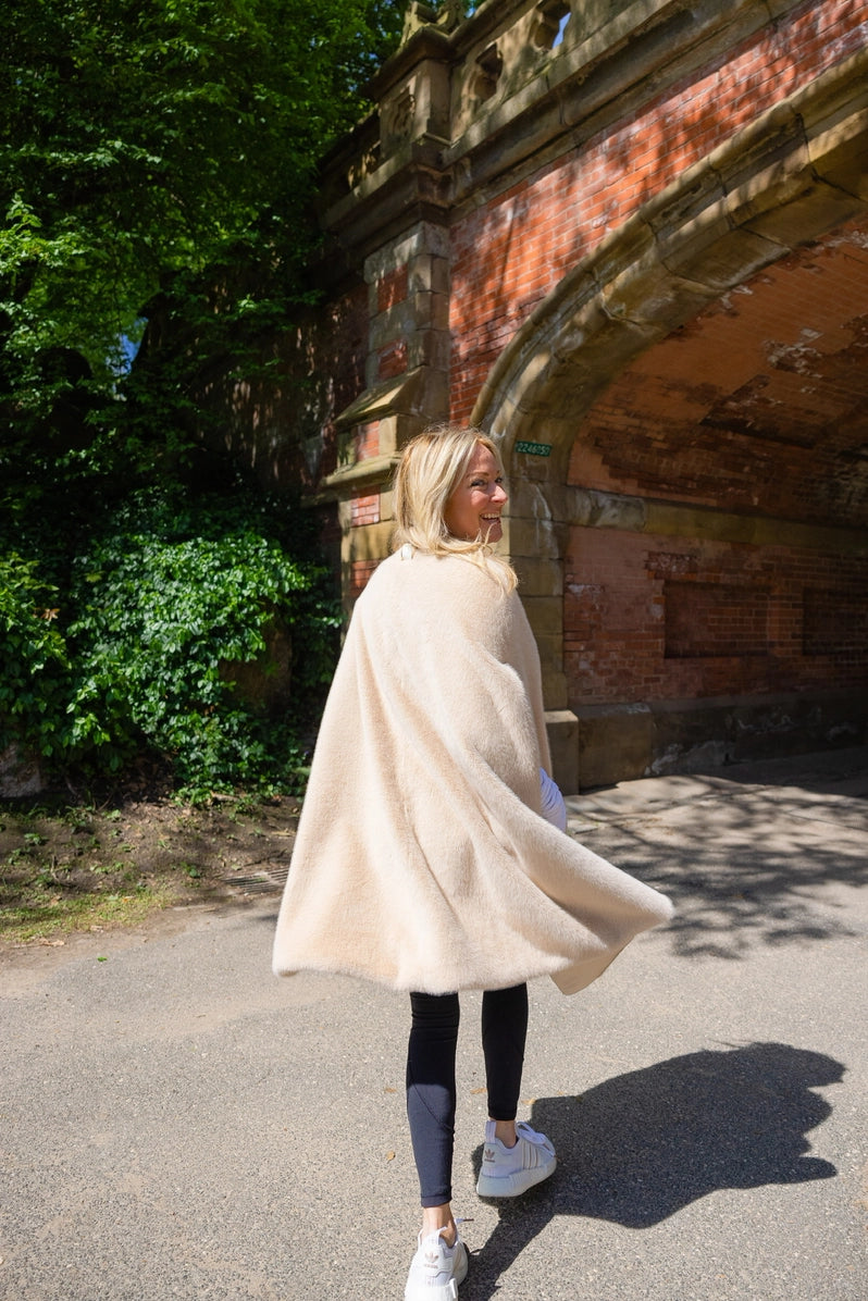 Ts Luxe Faux Fur Camel Poncho