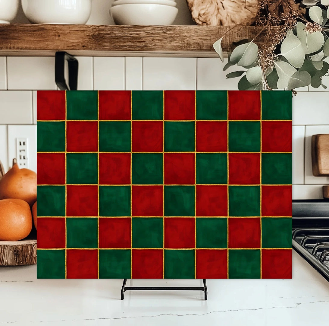 Checkered Glass Kitchen Cutting Board - NY Gift Boutique