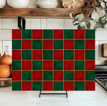 Checkered Glass Kitchen Cutting Board - NY Gift Boutique