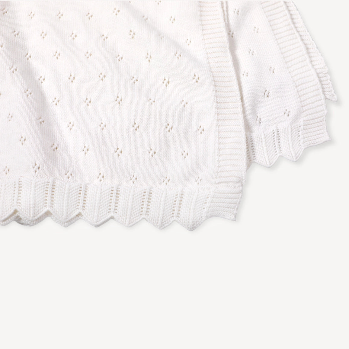 Dove White Classic Pointelle Knit Organic Blanket