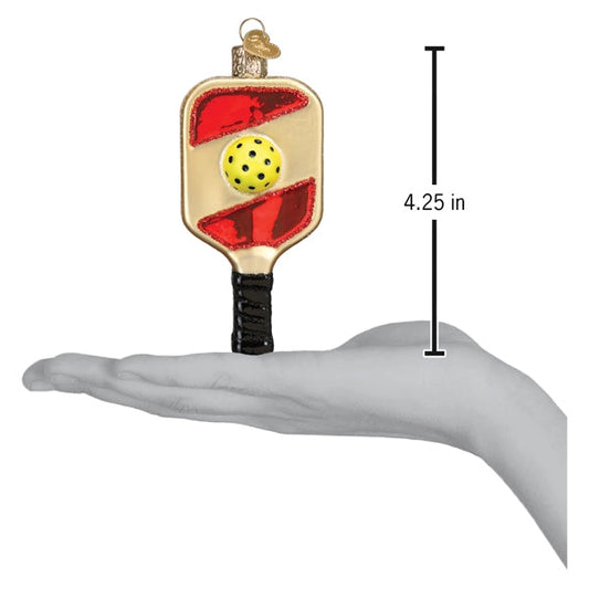 Pickleball Paddle Blown Glass Ornament