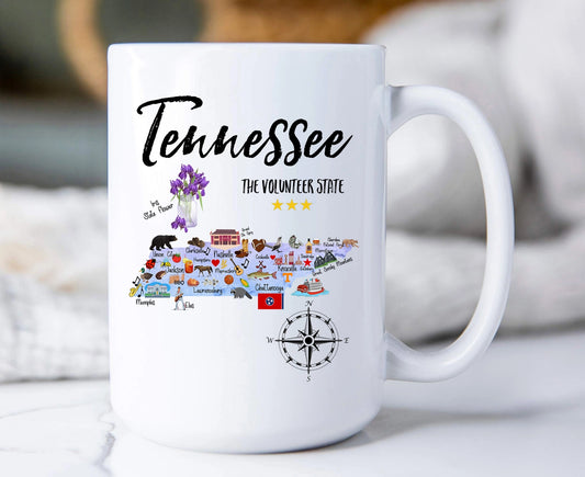 Tennessee State Map Souvenir 15oz. Coffee Mug