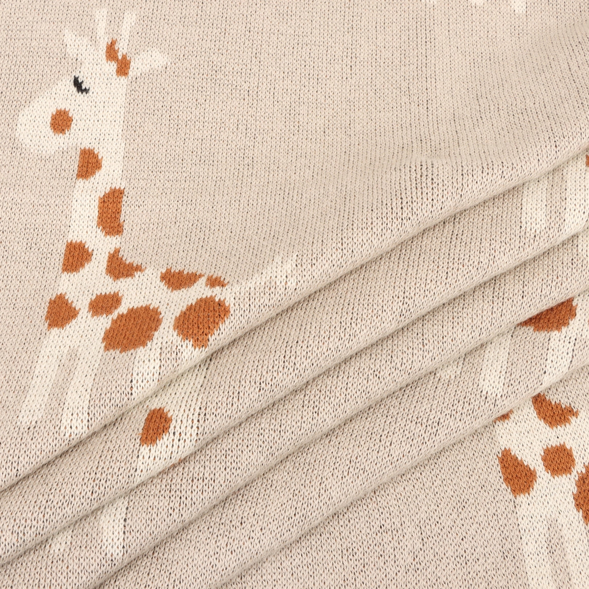 Giraffe - Organic Cotton Jacquard Sweater Knit Baby Blanket