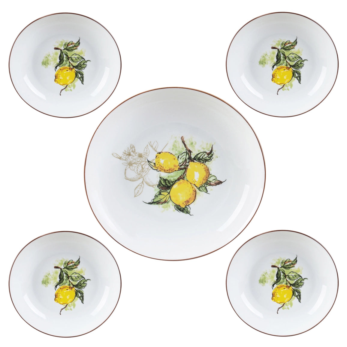 Lemon Vine 5-Piece Porcelain Pasta Set