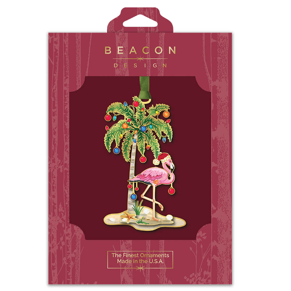 Festive Flamingo Brass Ornament