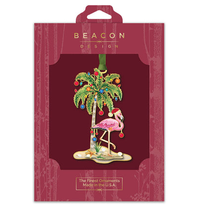 Festive Flamingo Brass Ornament