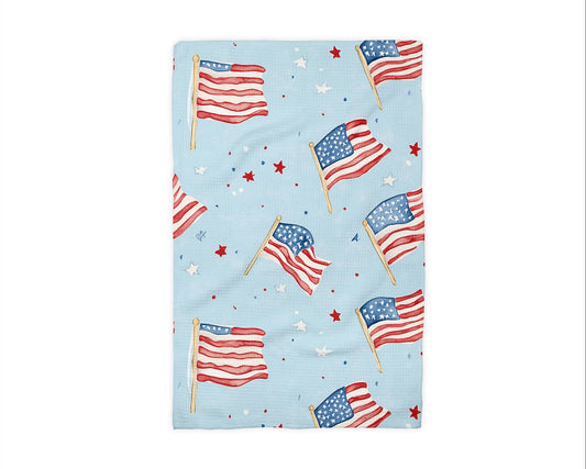 Patriotic US Flag Waffle Weave Towel