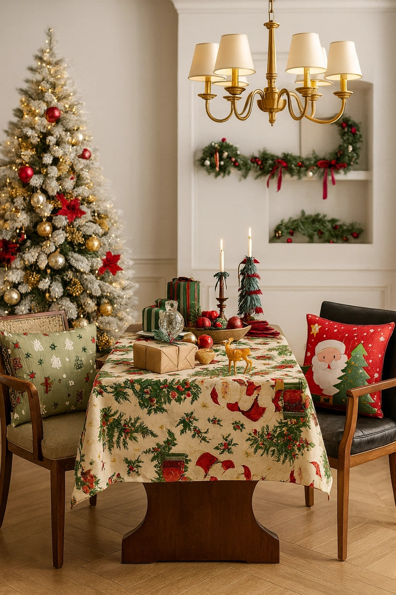 Vintage Santa Holiday Tablecloth