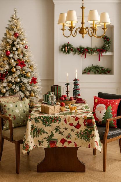 Vintage Santa Holiday Tablecloth