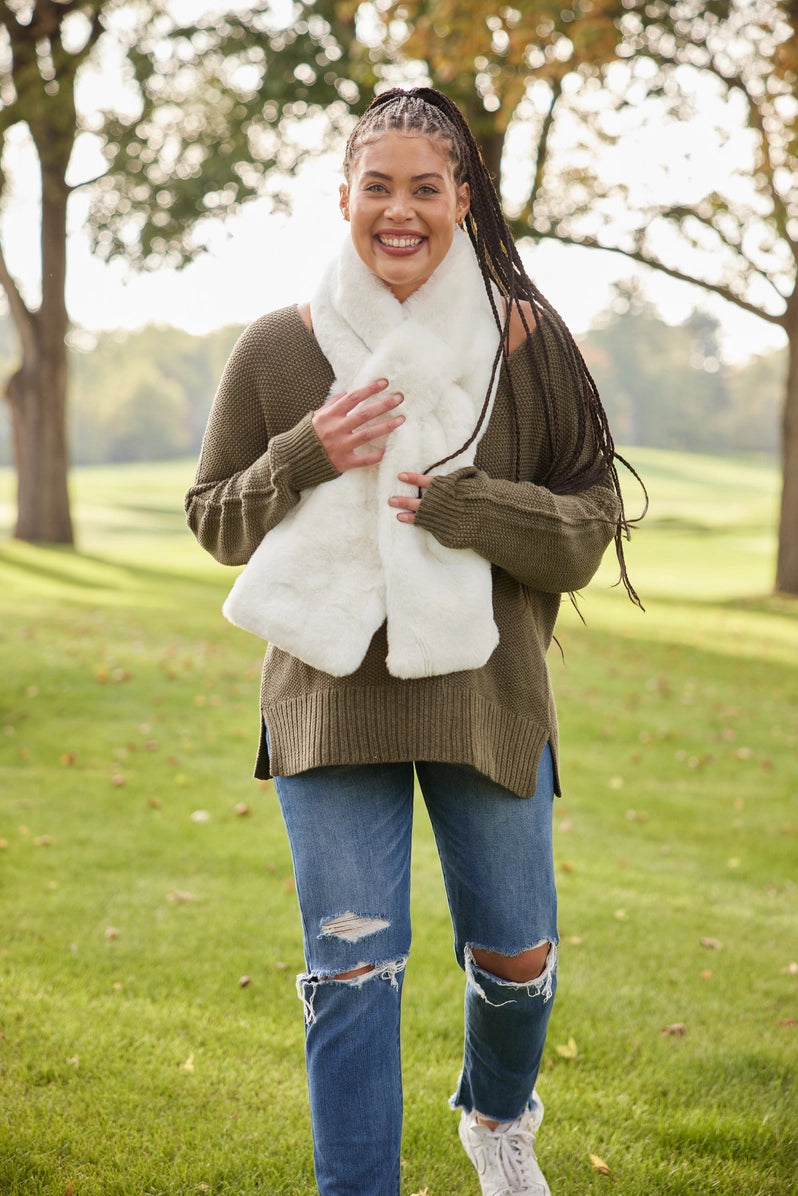 White Faux Fur Scarf