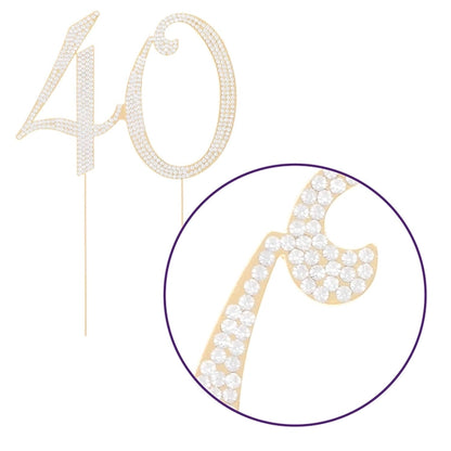Gold 40 Crystal Cake Topper