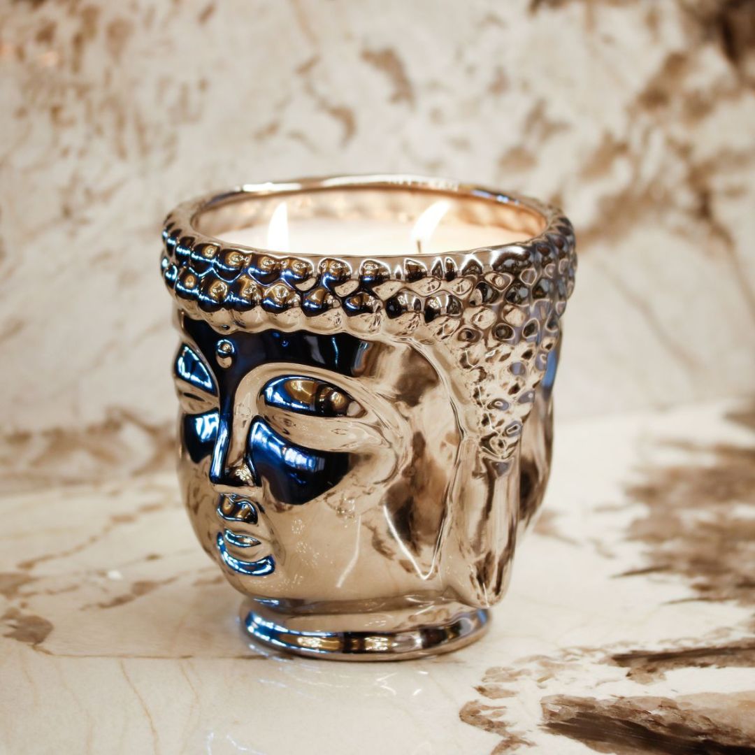 Silver Buddha Candle