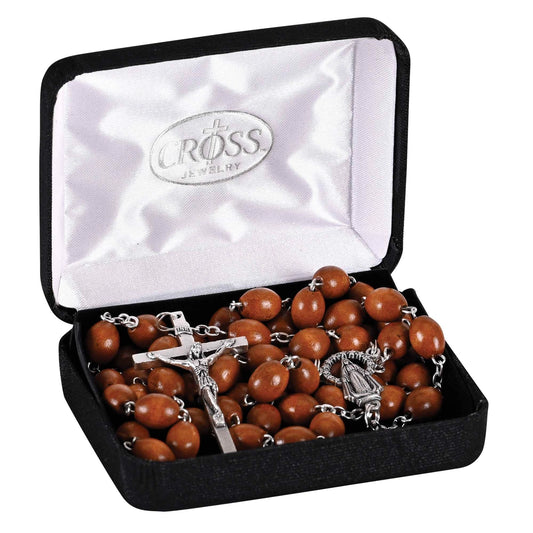 Rosary Round Natural Wood Bead 22"L - NY Gift Boutique