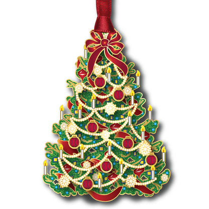 Festive Candle Tree Brass Ornament