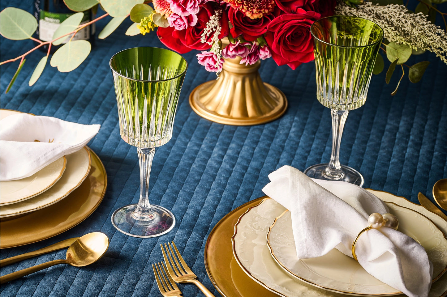 Onyx Red Wine Glass Green, 10 oz. Set of 6 -By Barski