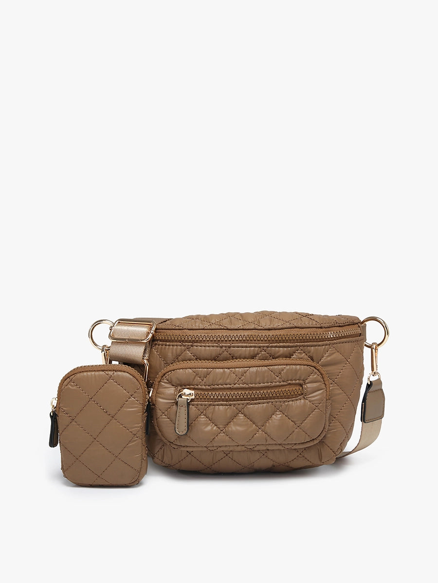 Arianna Quilted Nylon Belt Bag w/ Pouch